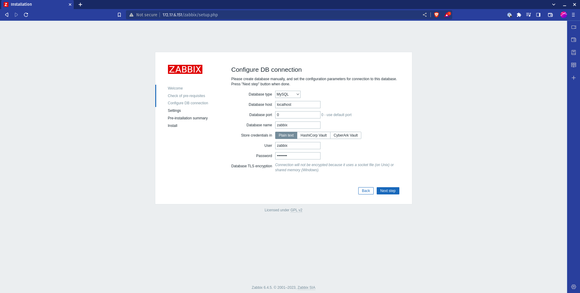 configure DB connection